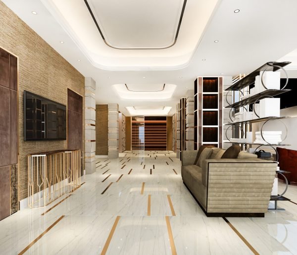 3d rendering modern luxury hotel and office reception and meeting lounge