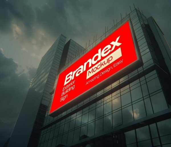 A modern illuminated billboard, mounted on a high-rise office building, surrounded by reflective glass panels and soft overcast skies, cinematic shadows, ultra-HD photorealistic quality --ar 16:9 --v 6 Job ID: 607452eb-468a-4c70-9714-61d0f2a47cdf